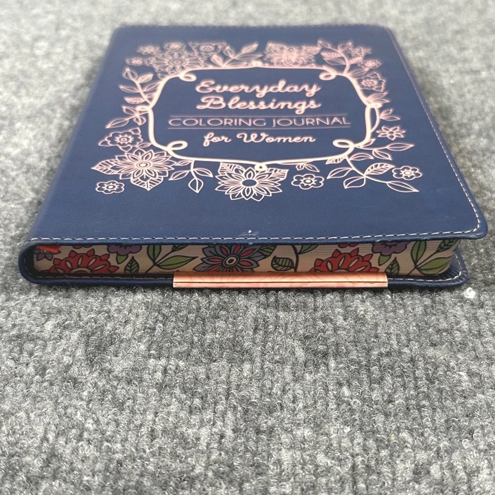 Everyday Blessings Coloring Journal for Women Christian Devotional Blue Leather